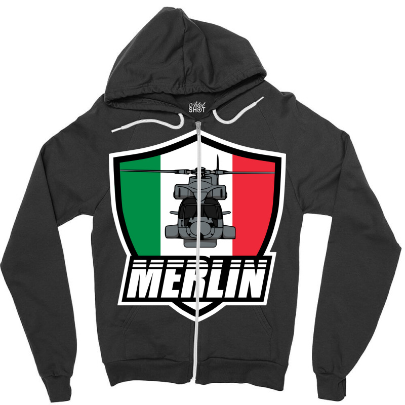 Italian Merlin Helicopter Patch Blue Zipper Hoodie | Artistshot