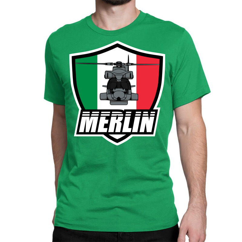 Italian Merlin Helicopter Patch Blue Classic T-shirt | Artistshot