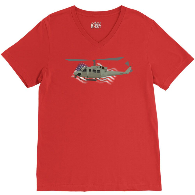 Patriotic Uh1n Iroquois Helicopter Cool V-Neck Tee by fattakayaa | Artistshot