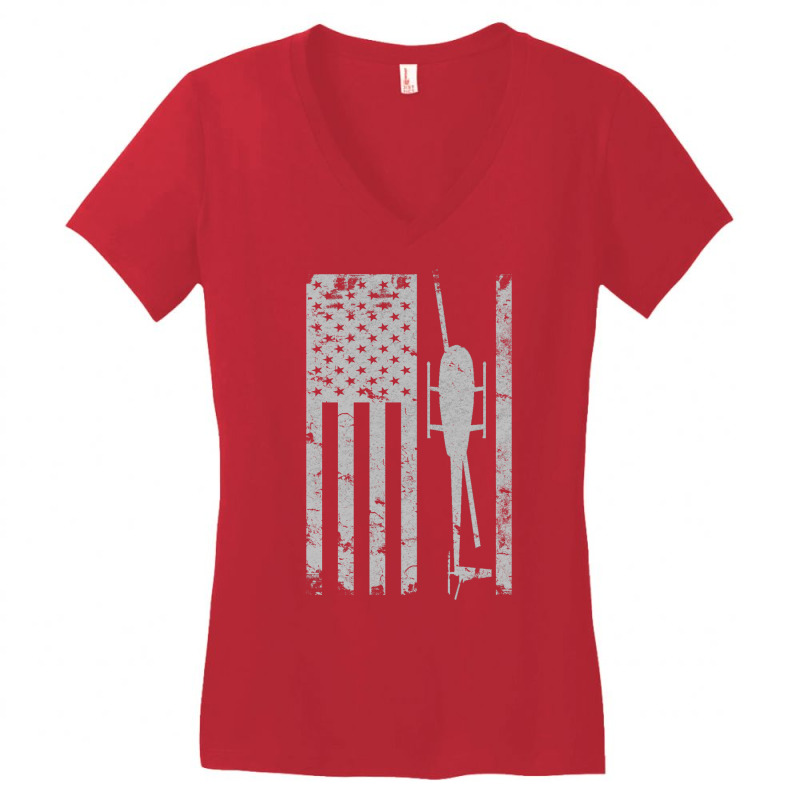 R22 Helicopter Vintage Flag Cute Women's V-Neck T-Shirt by kipgenarguinc | Artistshot