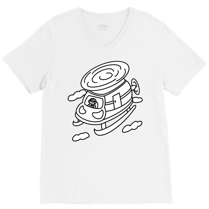 Pilot Helicopter With Cute Cartoon Boy Nature V-Neck Tee by zwicklruhsanw | Artistshot