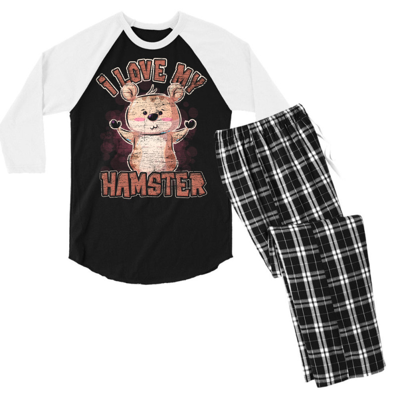 Love Hamster Vintage Girl Men's 3/4 Sleeve Pajama Set | Artistshot