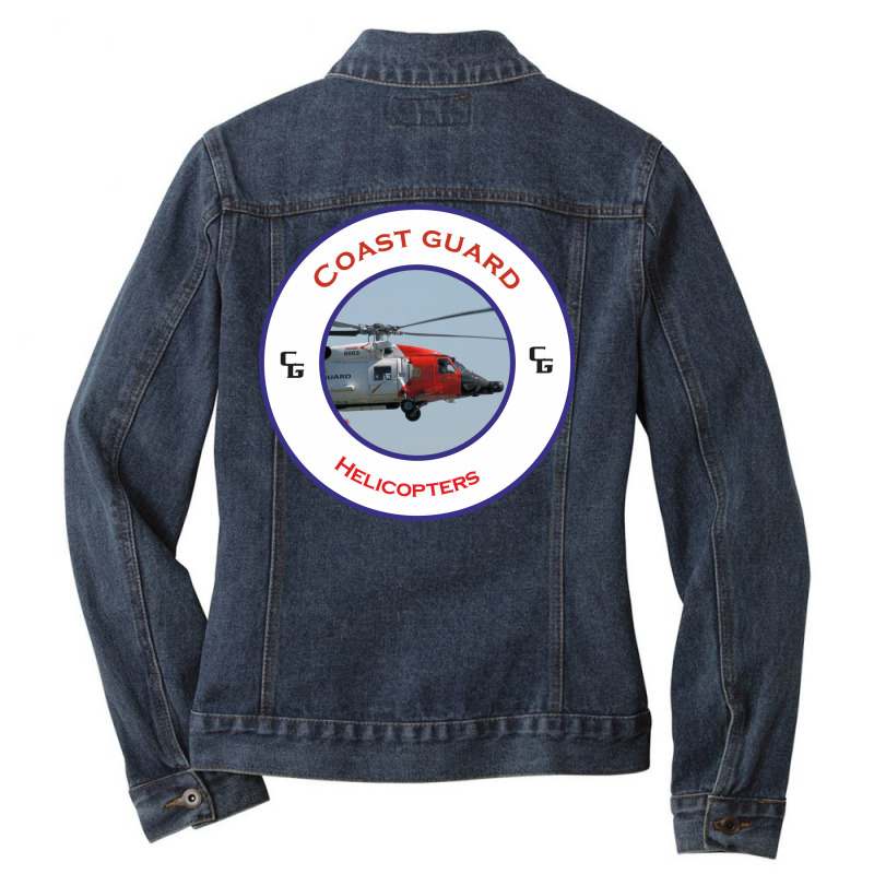 Us Coastguard Search And Rescue Helicopter Humor Ladies Denim Jacket by fattakayaa | Artistshot