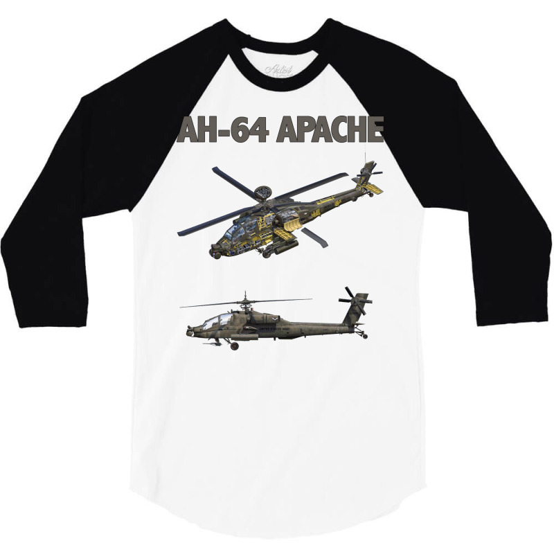 Ah64 Apache Helicopter Apache Helicopter 3/4 Sleeve Shirt by aylatkauicaz | Artistshot