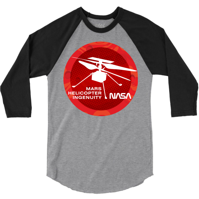 Mars Helicopter Ingenuity Silhouette Humor 3/4 Sleeve Shirt | Artistshot