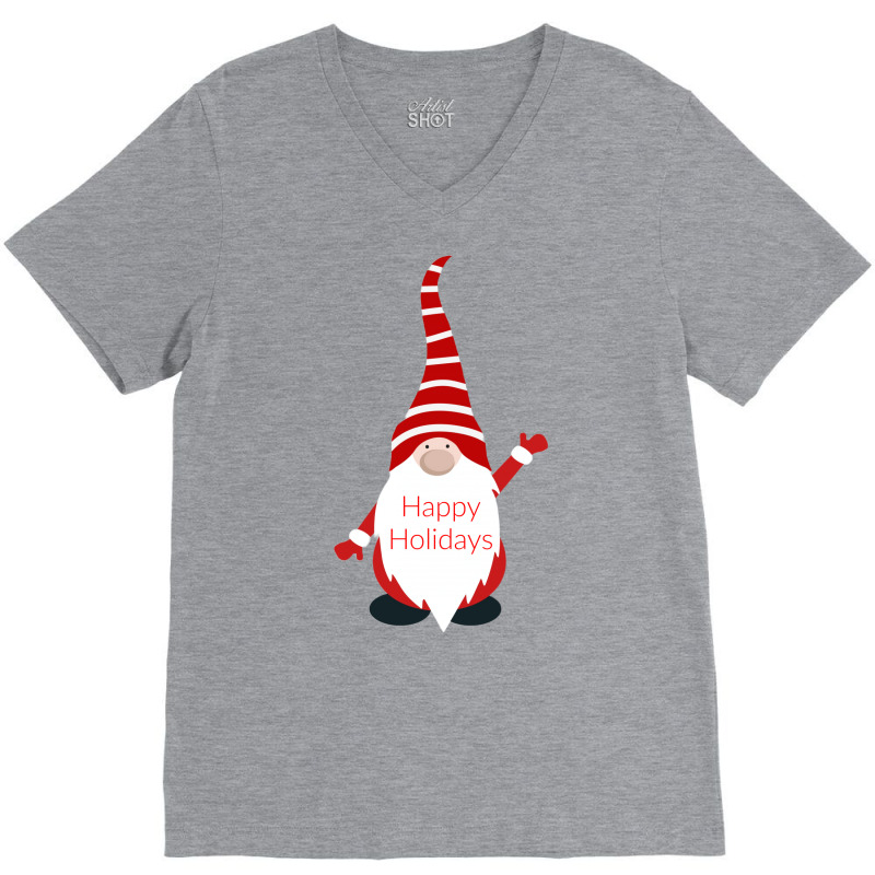 Happy Holidays Gnome Gift V-Neck Tee by anwtizahlest | Artistshot