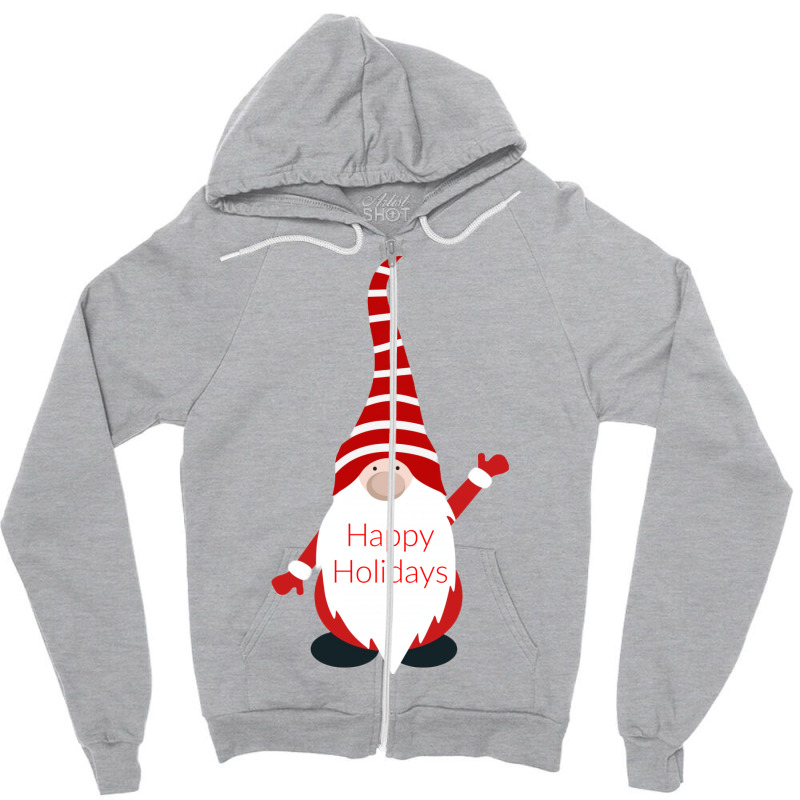 Happy Holidays Gnome Gift Zipper Hoodie by anwtizahlest | Artistshot