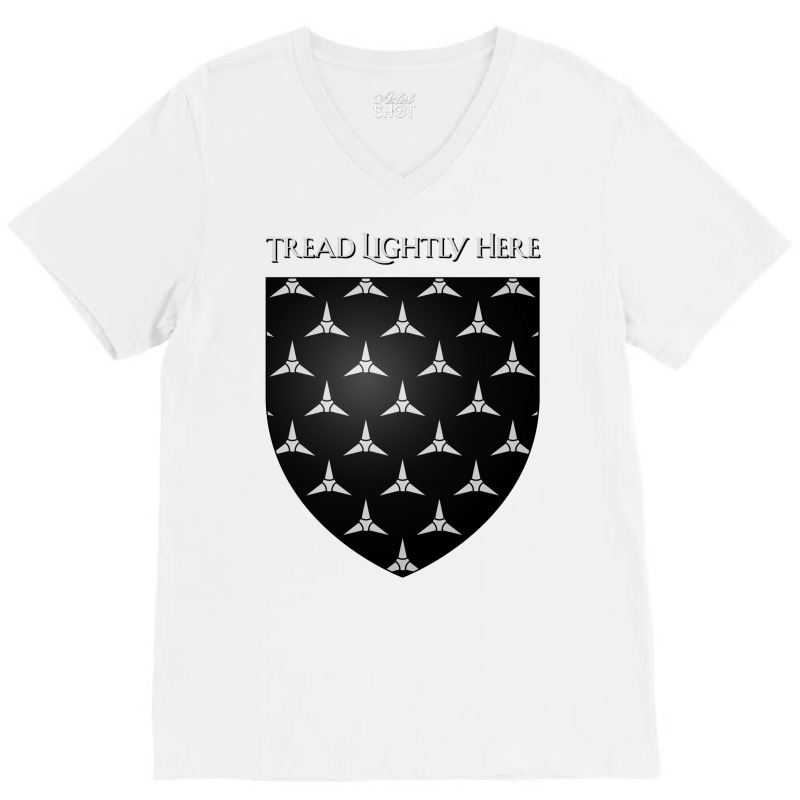 Tread Lightly Here House Footly Coat Of Arms Heral V-neck Tee | Artistshot