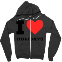 I Love Holidays Blue Zipper Hoodie | Artistshot