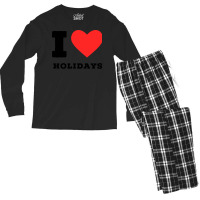 I Love Holidays Blue Men's Long Sleeve Pajama Set | Artistshot