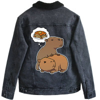 Capybara Hungry For Pancakes Trending Unisex Sherpa-lined Denim Jacket | Artistshot