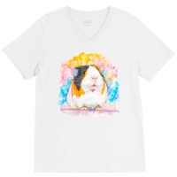 The Watercolor Guinea Pig Love V-neck Tee | Artistshot