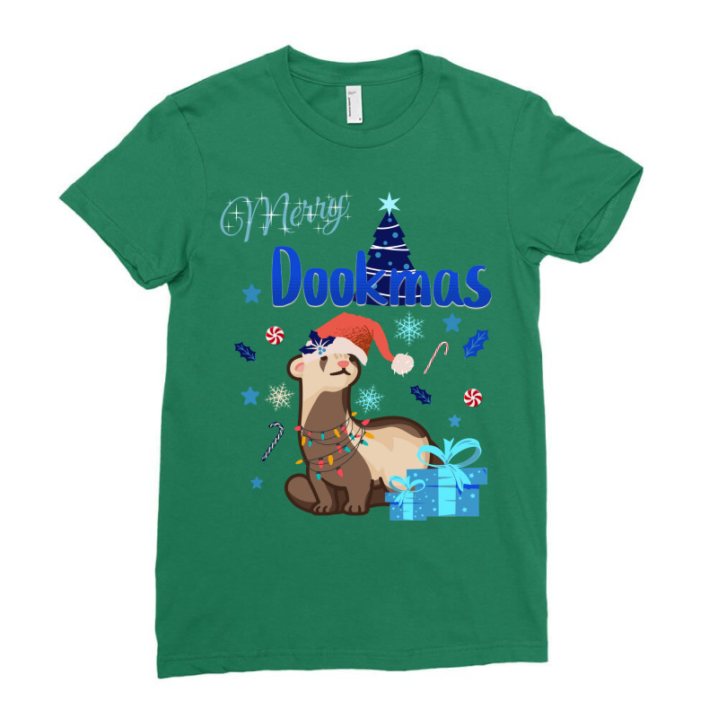 Merry Dookmas Ferret Christmas Design Cold Edition Ladies Fitted T-Shirt by dardokroflc | Artistshot