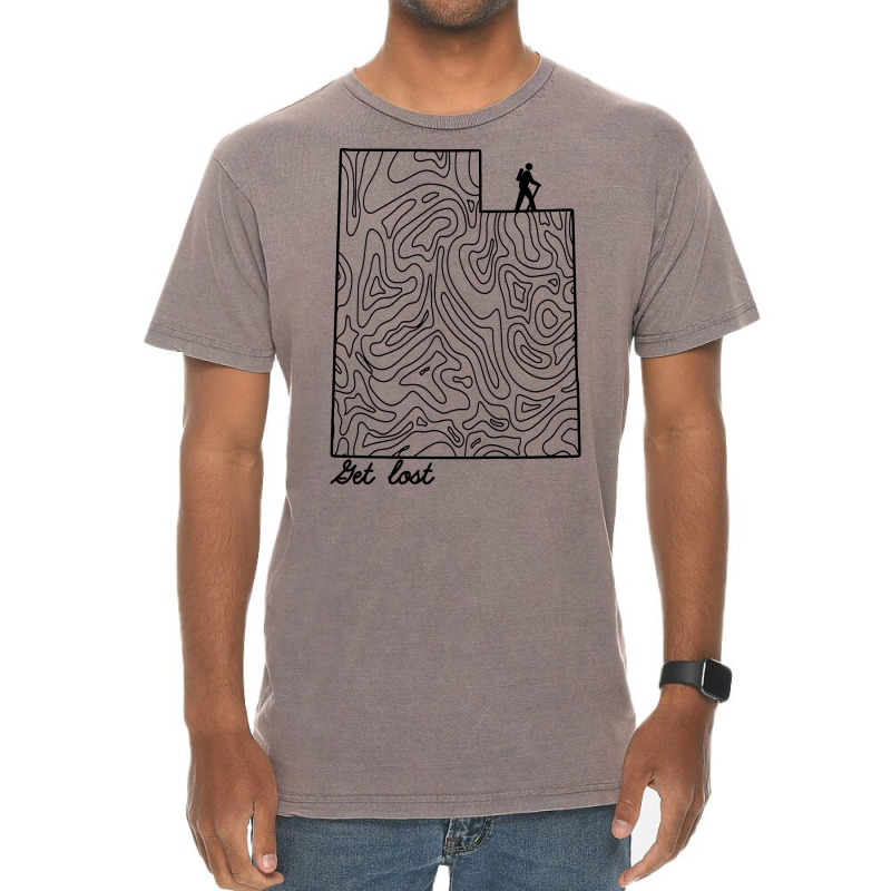 Get Lost Hiking Topographic Art Hike Utah State Ma Vintage T-shirt | Artistshot