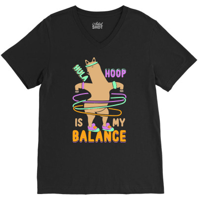 Alpaca Lover Gift T  Shirt Hula Hoop Is My Balance   Funny Hooping And V-neck Tee Designed By Claudiamayer807