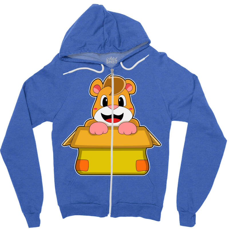 Hamster With Box Hipster Zipper Hoodie | Artistshot