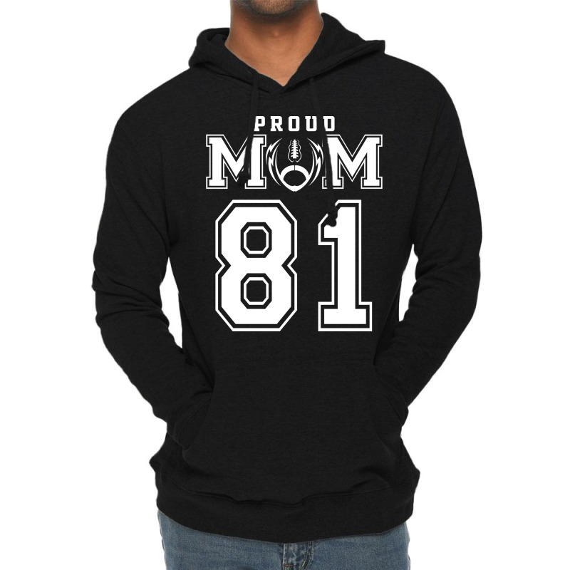 Custom Proud Football Mom Number 81 Personalized F Lightweight Hoodie by oreilywendyo | Artistshot