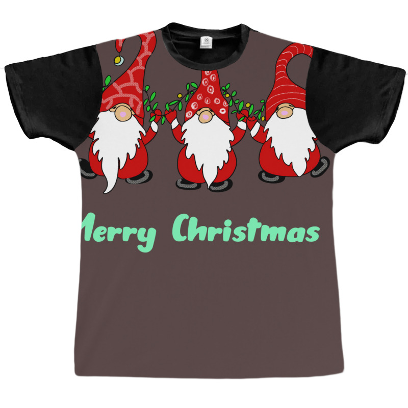 3 Cute Gnomes Merry Christmas Girl Graphic T-shirt | Artistshot