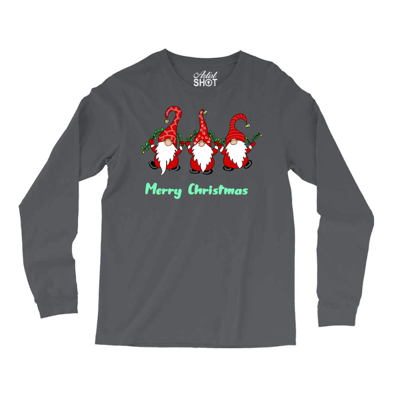 3 Cute Gnomes Merry Christmas Girl Long Sleeve Shirts | Artistshot