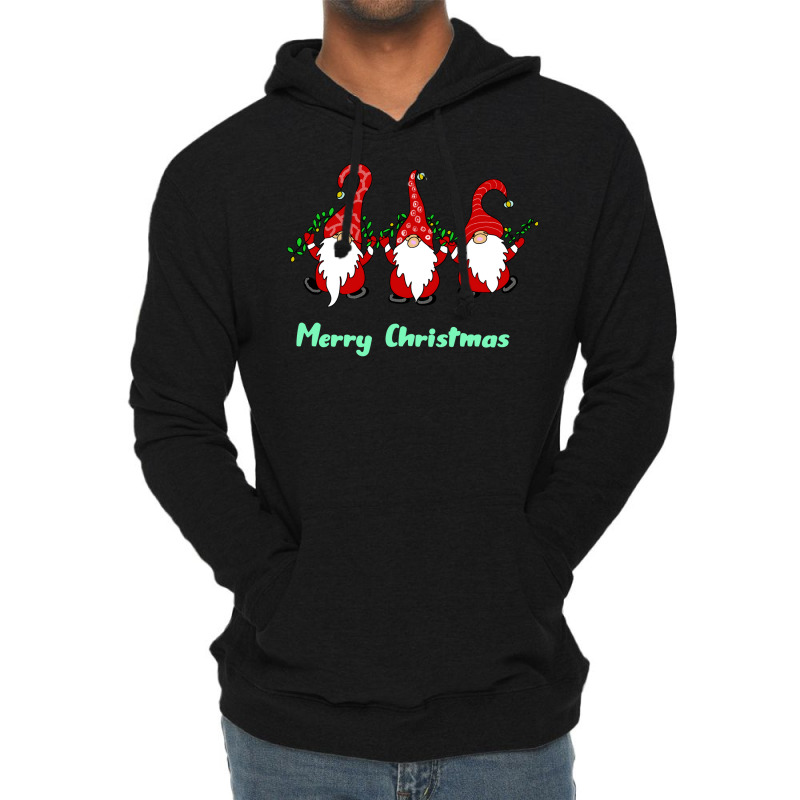 3 Cute Gnomes Merry Christmas Girl Lightweight Hoodie | Artistshot