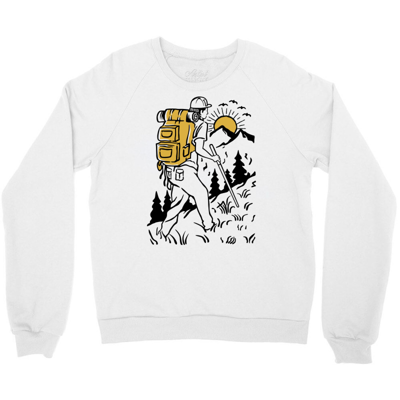 Walking Hiking Mountain Climbing Retro Crewneck Sweatshirt by aynarsaydani | Artistshot