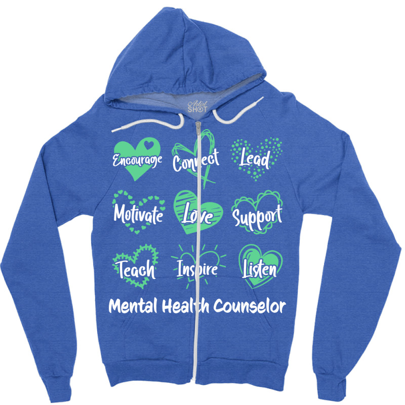 Mental Health Counselor Heart Nostalgia Zipper Hoodie | Artistshot