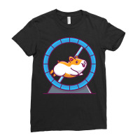 Cute Hamster Running In Running Wheel Cartoon Red Ladies Fitted T-shirt | Artistshot