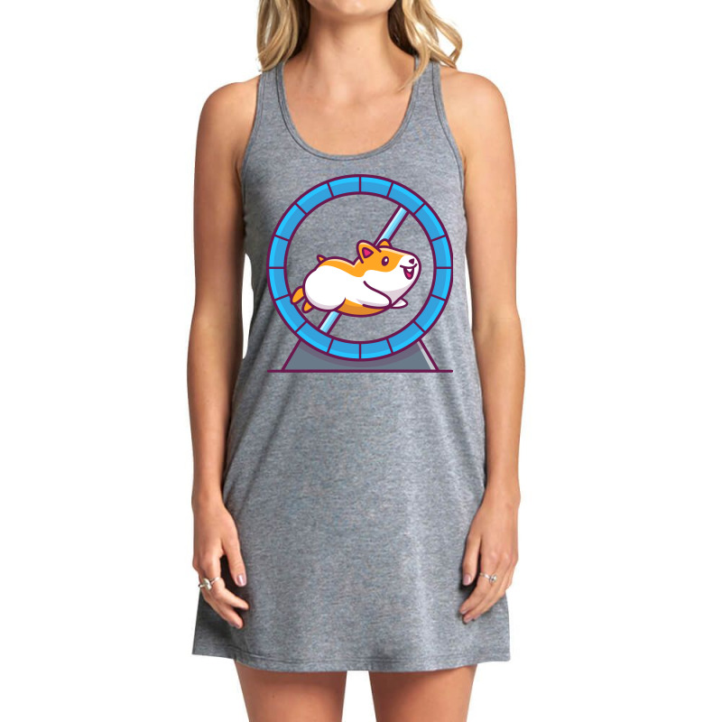 Cute Hamster Running In Running Wheel Cartoon Red Tank Dress by skujastropp | Artistshot