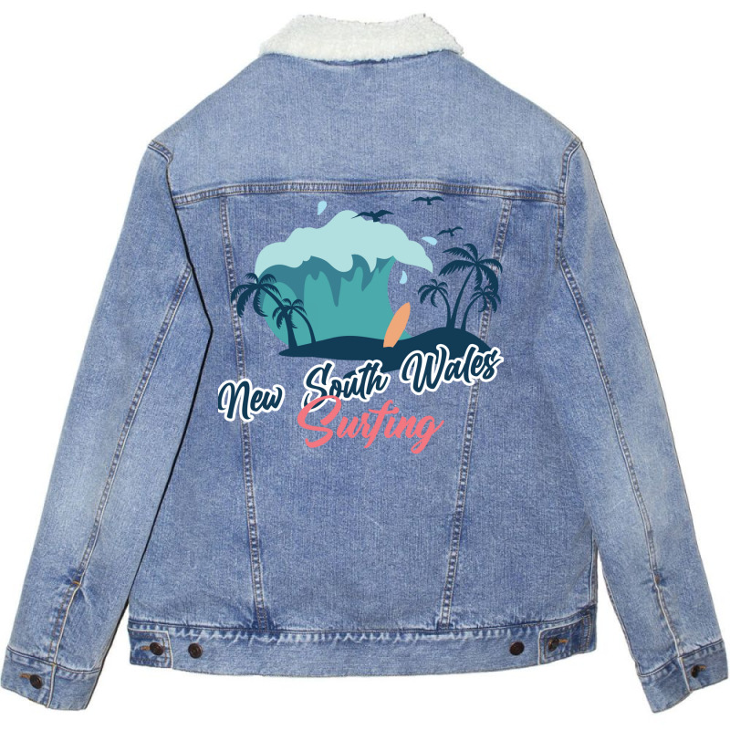 New South Wales Surfing 1 Unisex Sherpa-Lined Denim Jacket by persiefennink | Artistshot