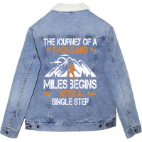 Outdoor Nature Hiking Quote Gift  Travel Boy Unisex Sherpa-lined Denim Jacket | Artistshot