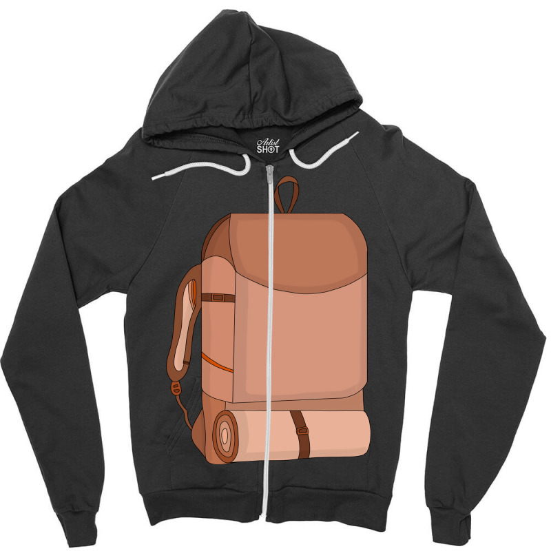 Camping Bag 70s Zipper Hoodie | Artistshot