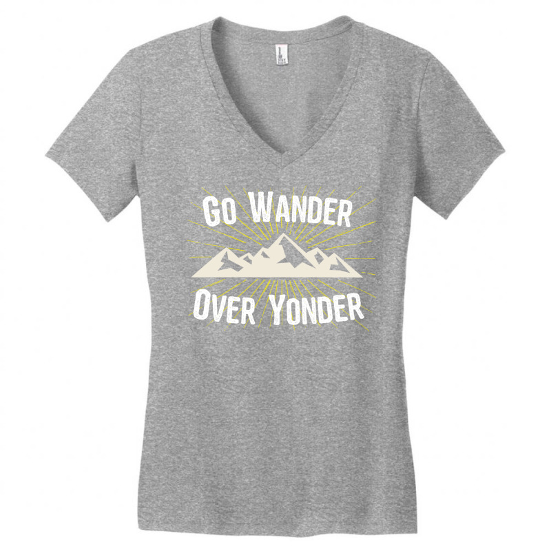 Hiking Go Wander Over Yonder Women's V-Neck T-Shirt by aasenhejnyl | Artistshot