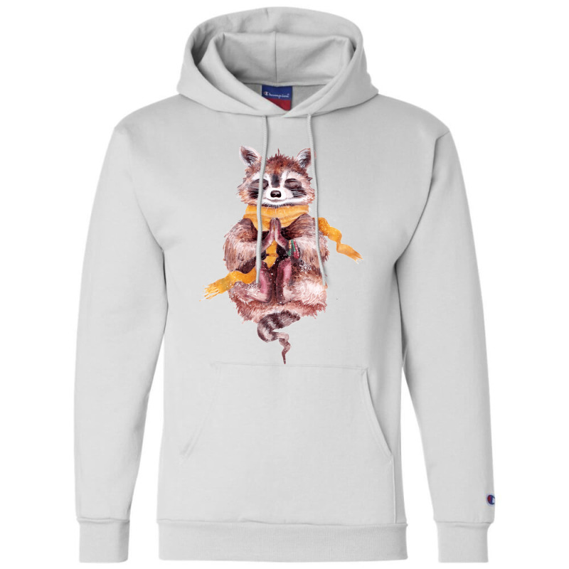 Raccoon Meditates Champion Hoodie by persiefennink | Artistshot