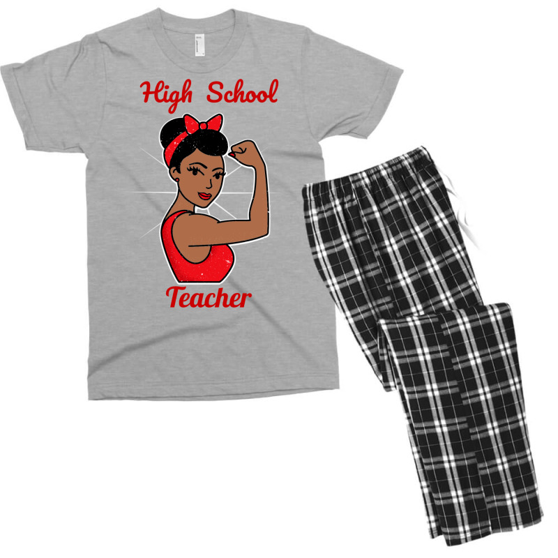 High School Teacher Woman Strong Vintage Retro Pos Men's T-shirt Pajama Set by fithennylen5 | Artistshot