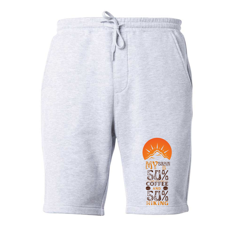 My Brain Is 50 Coffee And 50 Hiking Funny Love Fleece Short | Artistshot