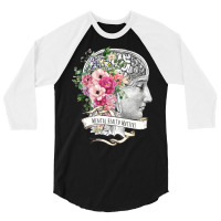 Brain Floral Mental Health Matters 3/4 Sleeve Shirt | Artistshot