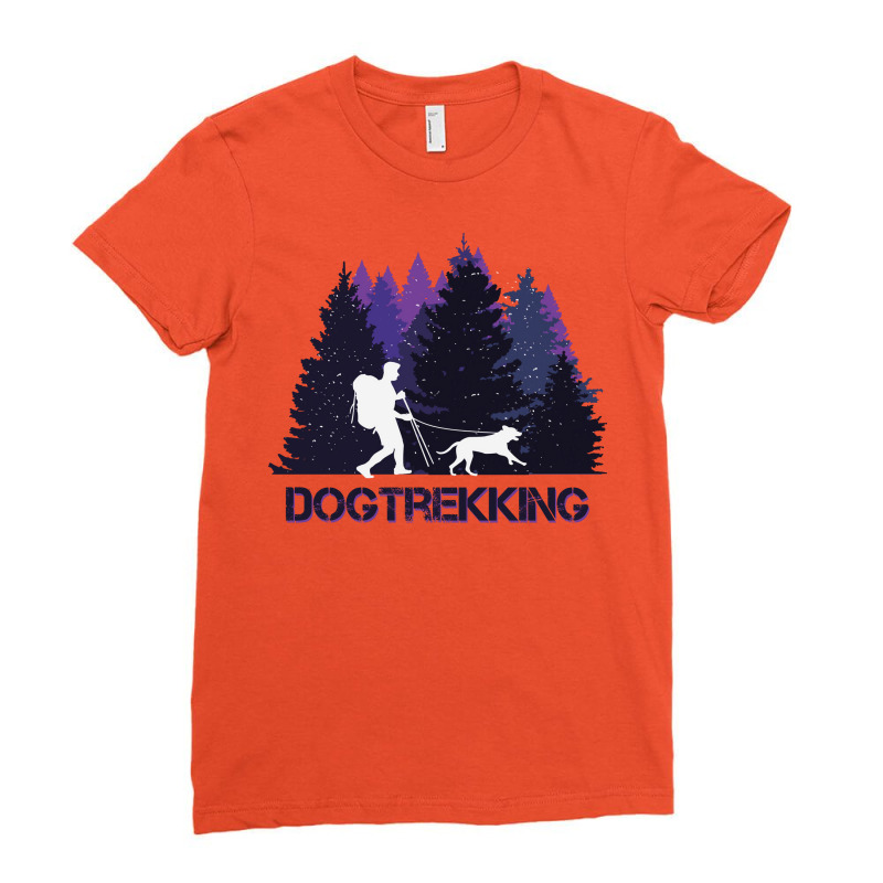 Retro Dogtrekking Dog Walking In Nature 70s Ladies Fitted T-Shirt by jaredoclairx | Artistshot