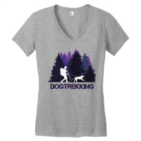 Retro Dogtrekking Dog Walking In Nature 70s Women's V-neck T-shirt | Artistshot