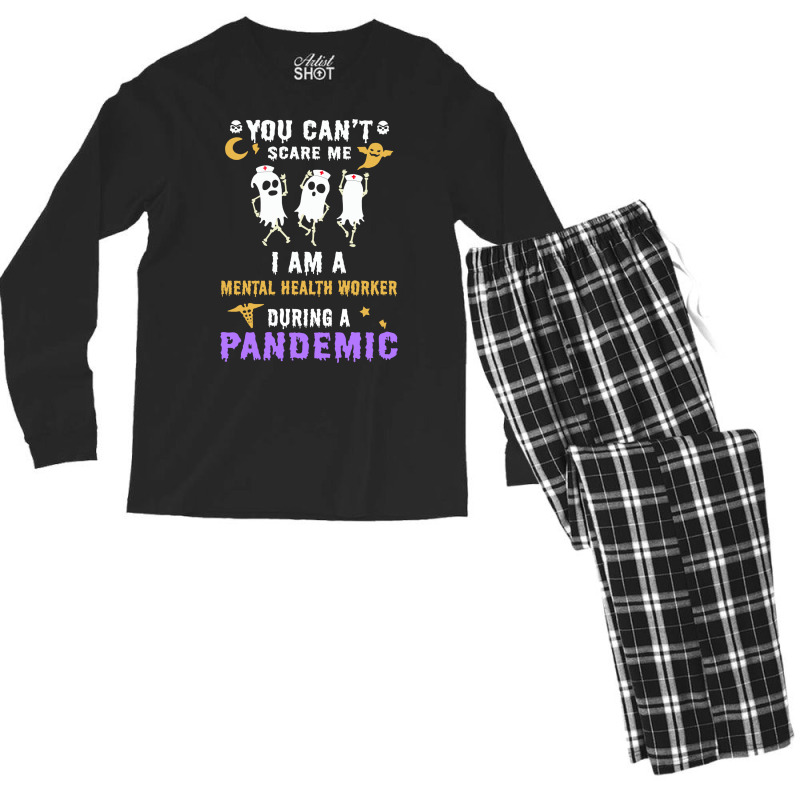 Halloween Boo You Cant Scare Me I Am A Mental Heal Men's Long Sleeve Pajama Set | Artistshot