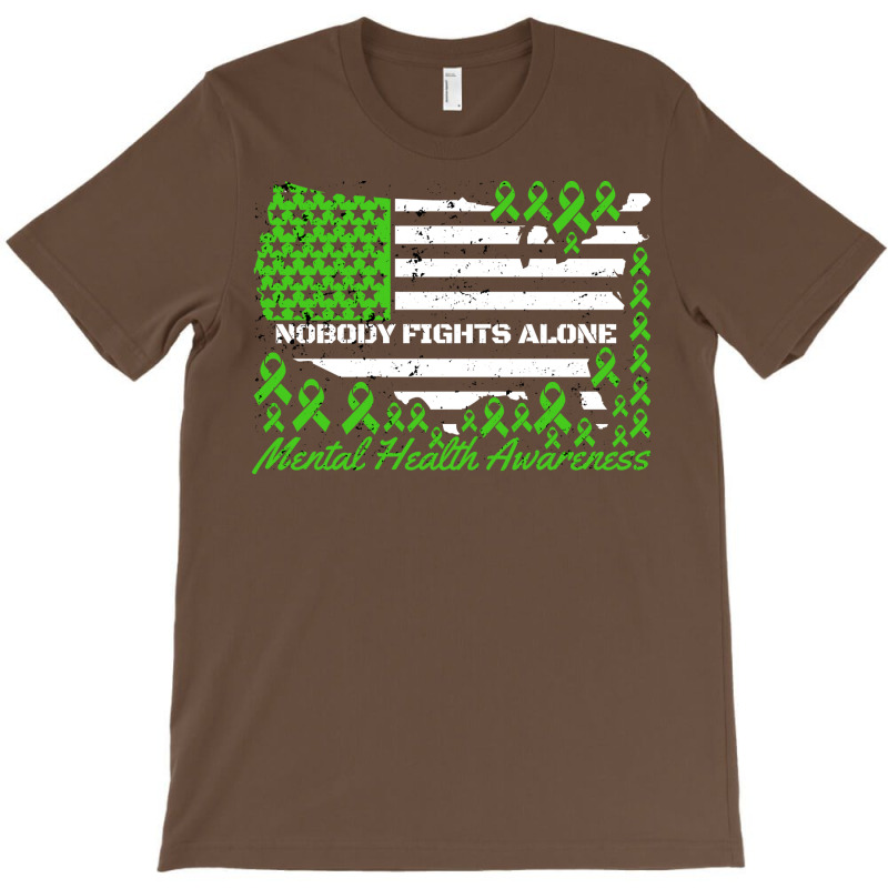 Mental Health Awareness Nobody Fights Alone Americ T-Shirt by sammutroisv | Artistshot