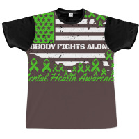 Mental Health Awareness Nobody Fights Alone Americ Graphic T-shirt | Artistshot