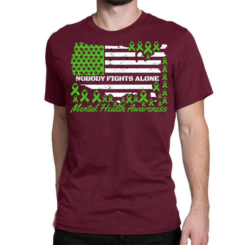 Mental Health Awareness Nobody Fights Alone Americ Classic T-shirt by sammutroisv | Artistshot