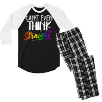 Cant Even Think Straight Lgbtq Pride Month Lgbt Ga Men's 3/4 Sleeve Pajama Set | Artistshot