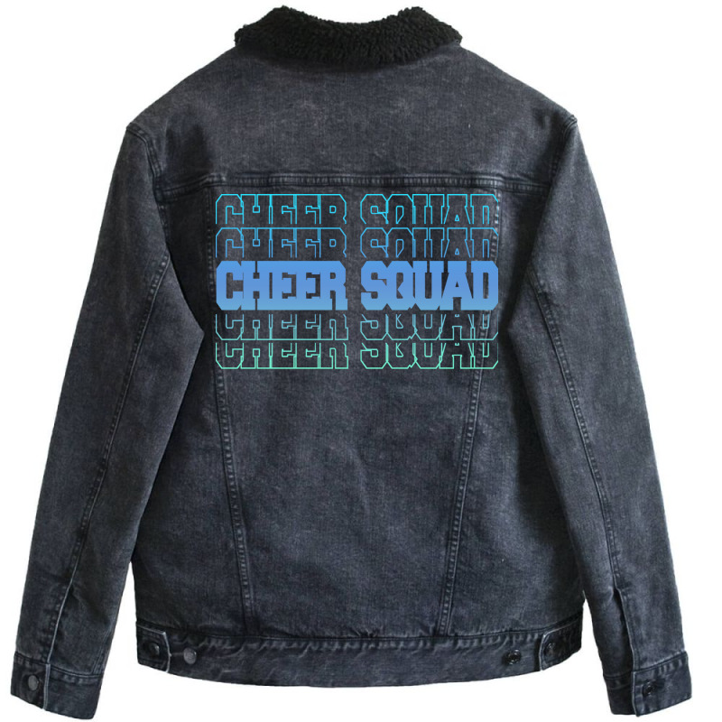 Cheer Squad In Blue Stacked Lettering Travel Unisex Sherpa-Lined Denim Jacket by strosesimonsf | Artistshot