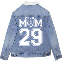 Custom Proud Football Mom Number 29 Personalized F Unisex Sherpa-lined Denim Jacket | Artistshot