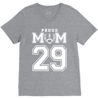 Custom Proud Football Mom Number 29 Personalized F V-neck Tee | Artistshot