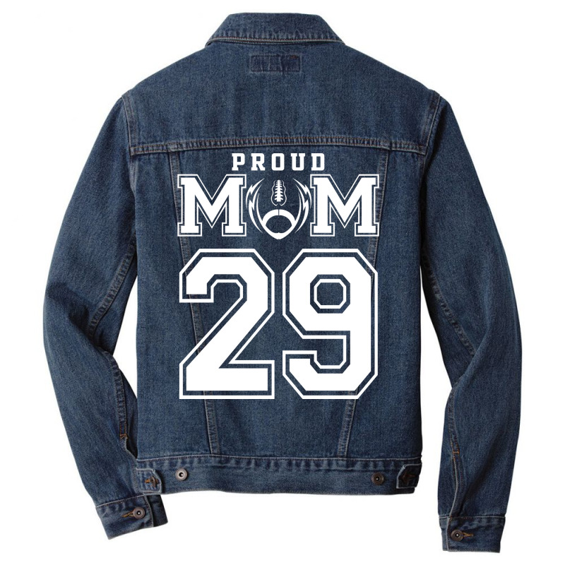 Custom Proud Football Mom Number 29 Personalized F Men Denim Jacket by strosesimonsf | Artistshot