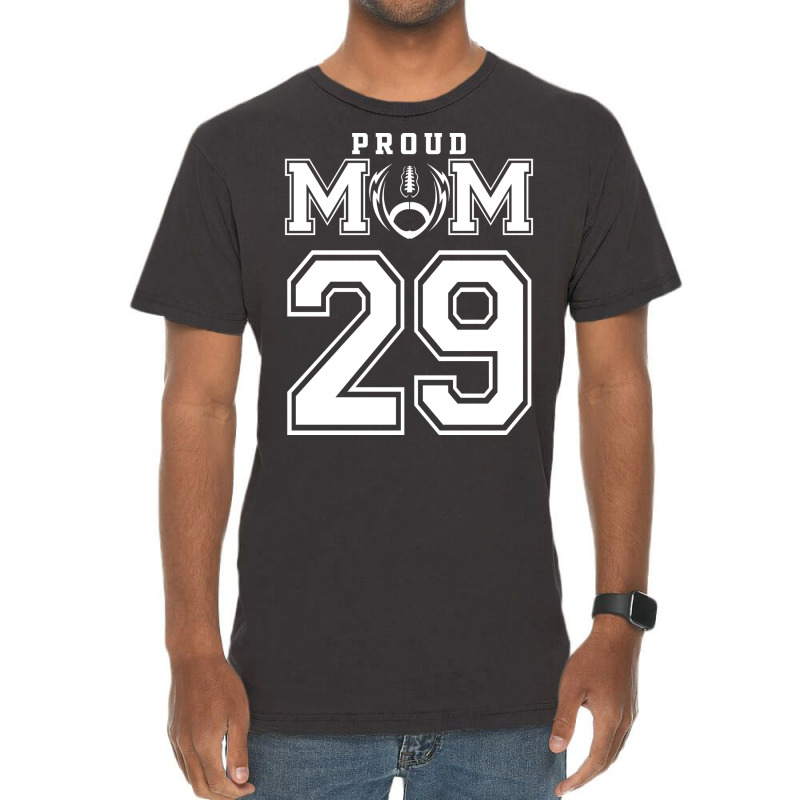 Custom Proud Football Mom Number 29 Personalized F Vintage T-Shirt by strosesimonsf | Artistshot