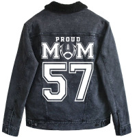 Custom Proud Football Mom Number 57 Personalized F Unisex Sherpa-lined Denim Jacket | Artistshot