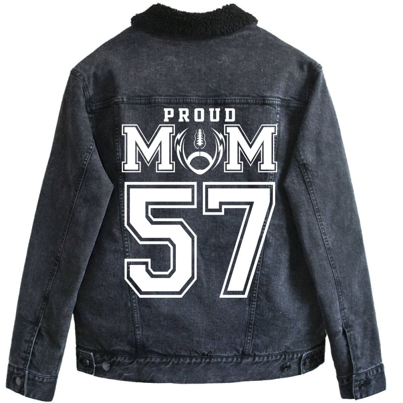 Custom Proud Football Mom Number 57 Personalized F Unisex Sherpa-Lined Denim Jacket by strosesimonsf | Artistshot